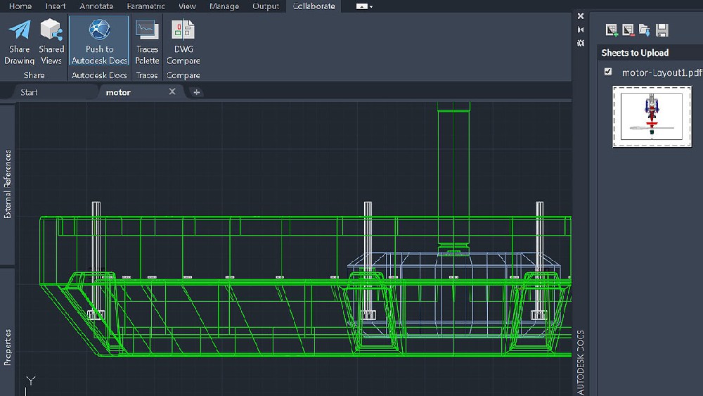 顯示協作工具的 AutoCAD 屏幕截圖 