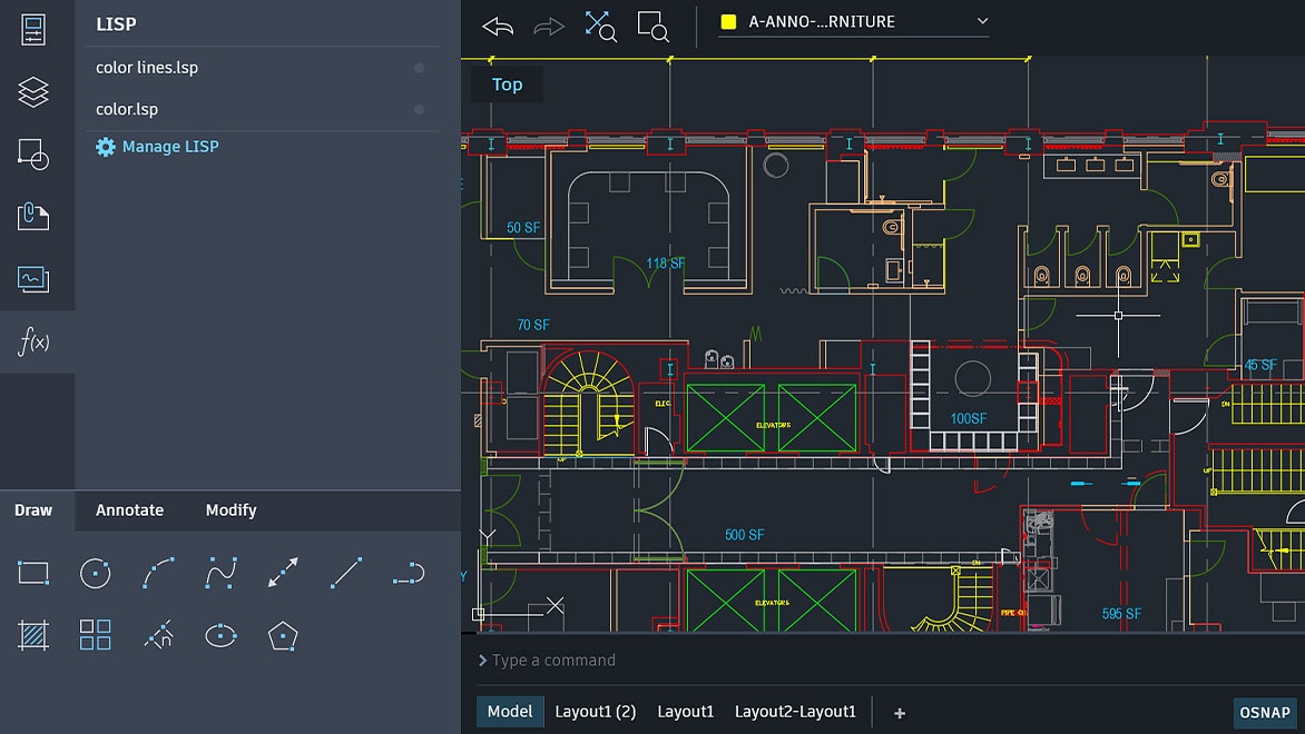 在 AutoCAD Web 應用中繪制辦公室平面圖